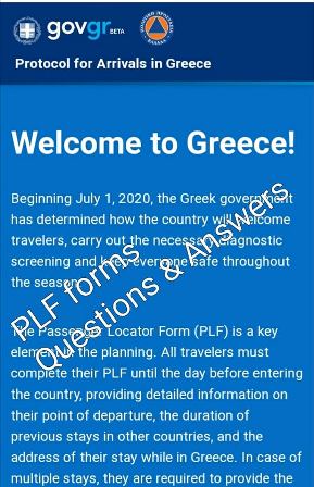 Greece plf Passenger Locator